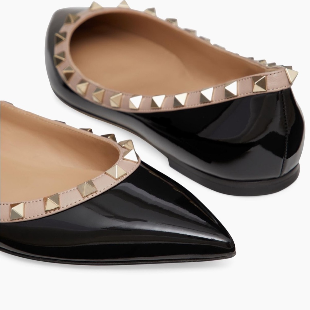 Valentino Patent Rockstud Ballet Flats (Black Poudre, IT 39, US 9) - Picture 7 of 13